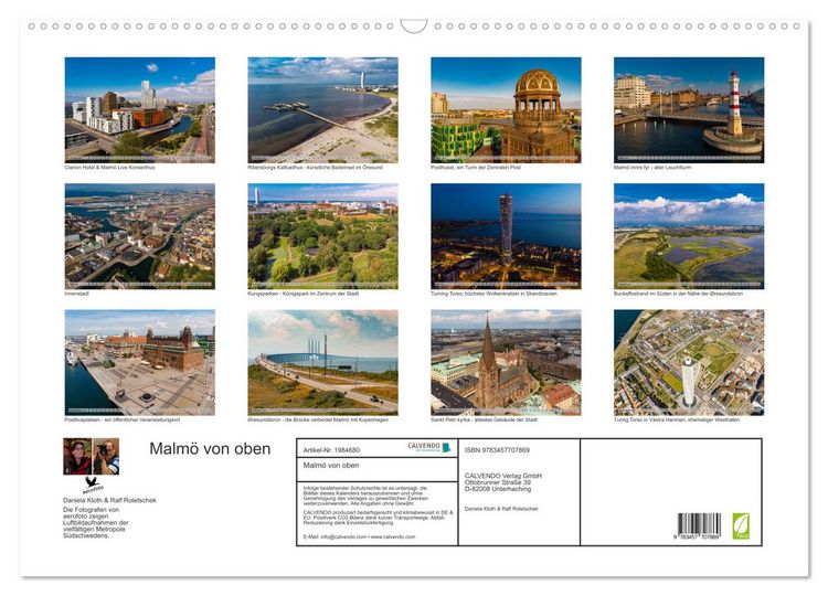 Produktbild: Malm&ouml; von oben (Wandkalender 2026 DIN A2 quer), CALVENDO Monatskalender