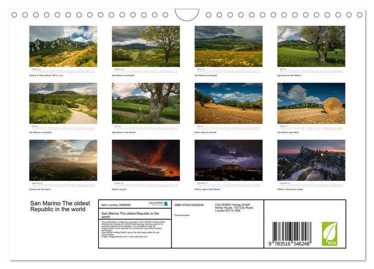 Produktbild: San Marino The oldest Republic in the world (Wall Calendar 2026 DIN A4 landscape), CALVENDO 12 Month Wall Calendar