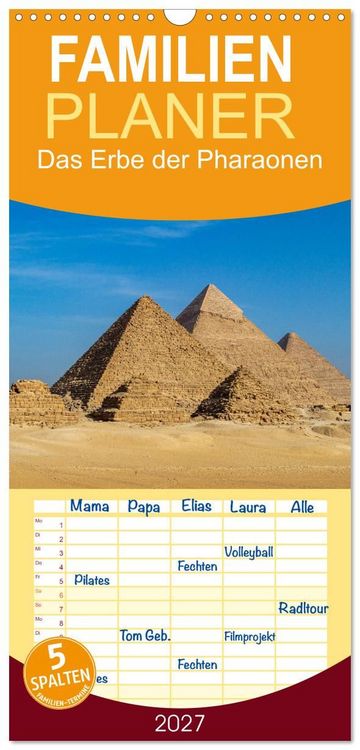 Produktbild: Familienplaner 2027 - Das Erbe der Pharaonen mit 5 Spalten (Wandkalender, 21 x 45 cm) CALVENDO