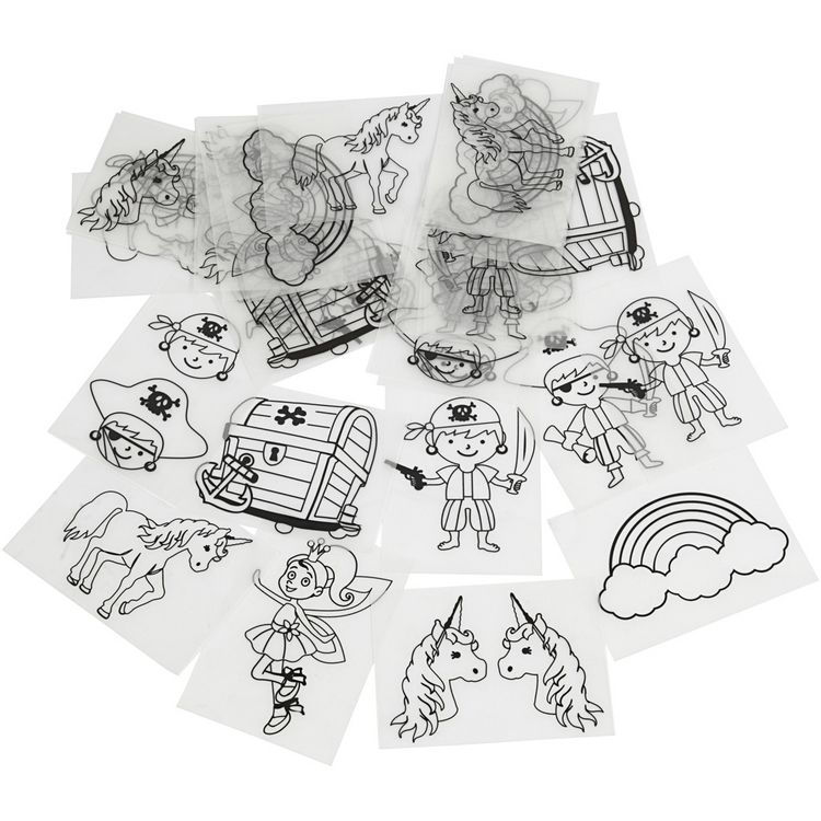 Produktbild: Creativ Company Plastikschrumpfplatten mit Motiven, Blatt 10,5x14,5 cm, Dicke 0,3 mm, 36 Blatt