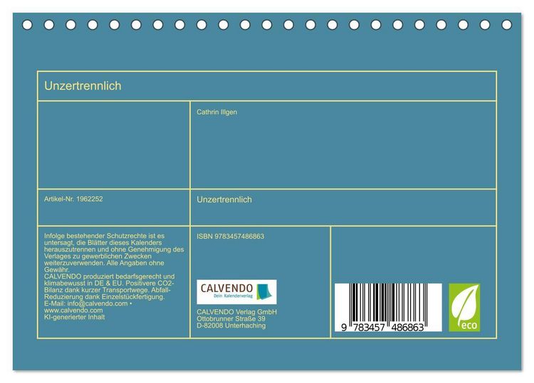 Produktbild: Unzertrennlich (Tischkalender 2026 DIN A5 quer), CALVENDO Monatskalender