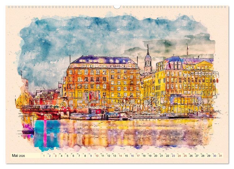 Produktbild: Hamburg - malerische Metropole (hochwertiger Premium Wandkalender 2026 DIN A2 quer), Kunstdruck in Hochglanz