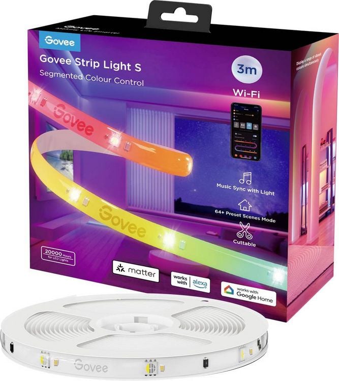 Produktbild: Govee LED Strip Lights Matter ready 3 Meter H612FCD1 LED-Streifen-Basisset 230 V, 24 V 3 m RGB 1 St.