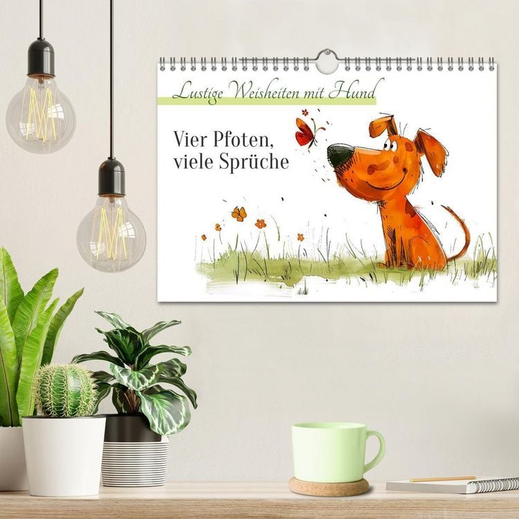 Produktbild: Vier Pfoten, viele Spr&uuml;che - Lustige Weisheiten mit Hund (Wandkalender 2026 DIN A4 quer), CALVENDO Monatskalender