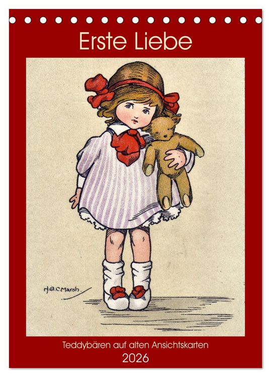 Produktbild: Erste Liebe - Teddyb&auml;ren auf alten Ansichtskarten (Tischkalender 2026 DIN A5 hoch), CALVENDO Monatskalender
