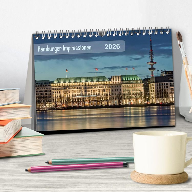 Produktbild: Hamburger Impressionen 2026 (Tischkalender 2026 DIN A5 quer), CALVENDO Monatskalender