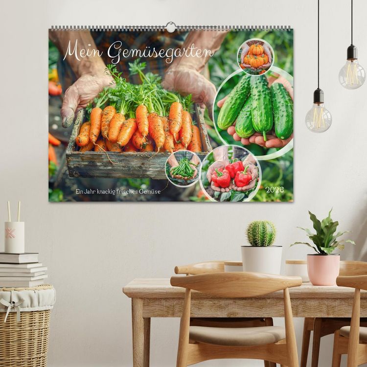 Produktbild: Mein Gem&uuml;segarten - Ein Jahr knackig frisches Gem&uuml;se (Wandkalender 2026 DIN A2 quer), CALVENDO Monatskalender