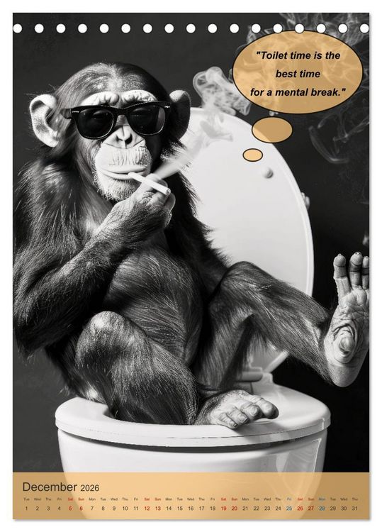 Produktbild: Animals on toilet makes you smile (Desk Calendar 2026 DIN A5 portrait), CALVENDO 12 Month DeskCalendar