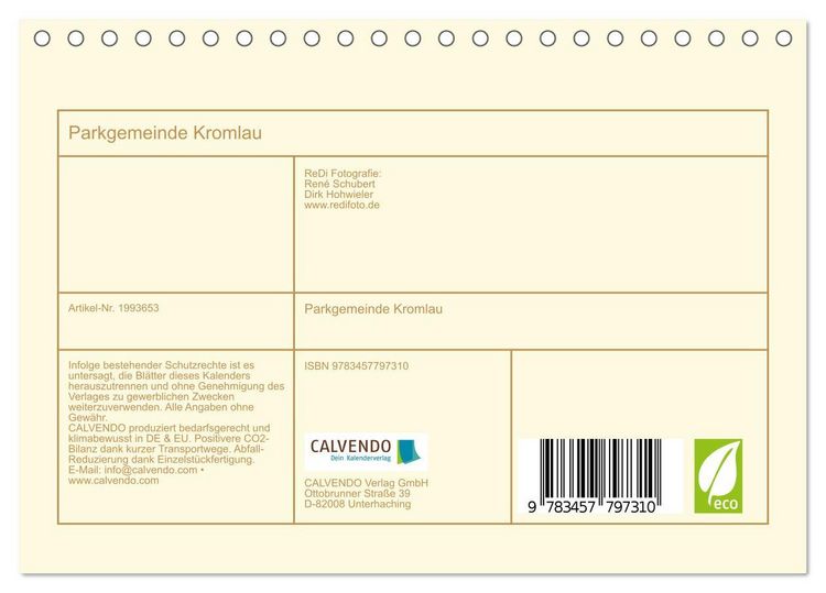 Produktbild: Parkgemeinde Kromlau (Tischkalender 2026 DIN A5 quer), CALVENDO Monatskalender