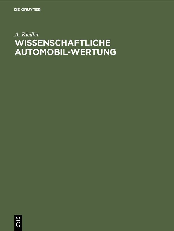 Produktbild: Wissenschaftliche Automobil-Wertung