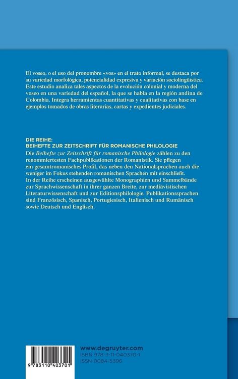 Produktbild: Desarrollo socioling&uuml;&iacute;stico del voseo en la regi&oacute;n andina de Colombia (1555&ndash;1976)