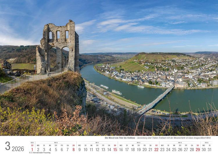 Produktbild: Mosel von Trier bis Koblenz 2026 Bildkalender A4 quer, spiralgebunden