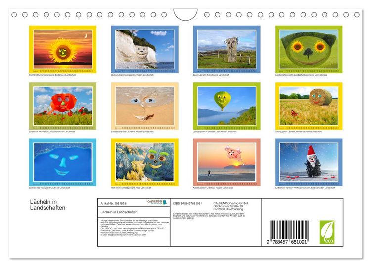 Produktbild: L&auml;cheln in Landschaften (Wandkalender 2026 DIN A4 quer), CALVENDO Monatskalender