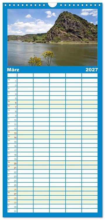 Produktbild: Familienplaner 2027 - Oberes Mittelrheintal Sehnsuchtsziel f&uuml;r Romantiker mit 5 Spalten (Wandkalender, 21 x 45 cm) CALVENDO