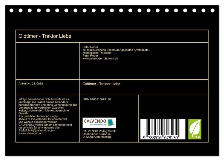 Produktbild: Oldtimer - Traktor Liebe (Tischkalender 2026 DIN A5 quer), CALVENDO Monatskalender