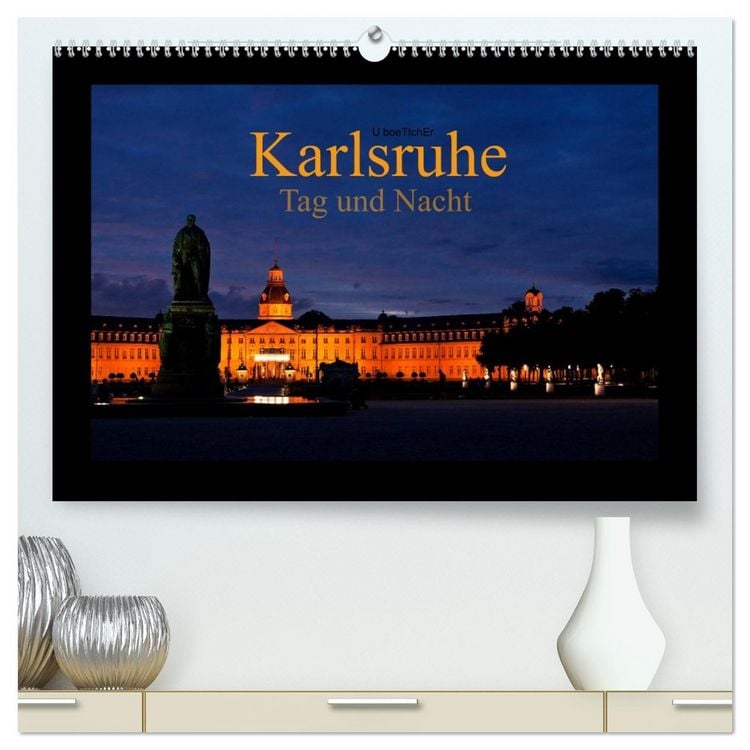 Produktbild: Karlsruhe Tag und Nacht (hochwertiger Premium Wandkalender 2026 DIN A2 quer), Kunstdruck in Hochglanz