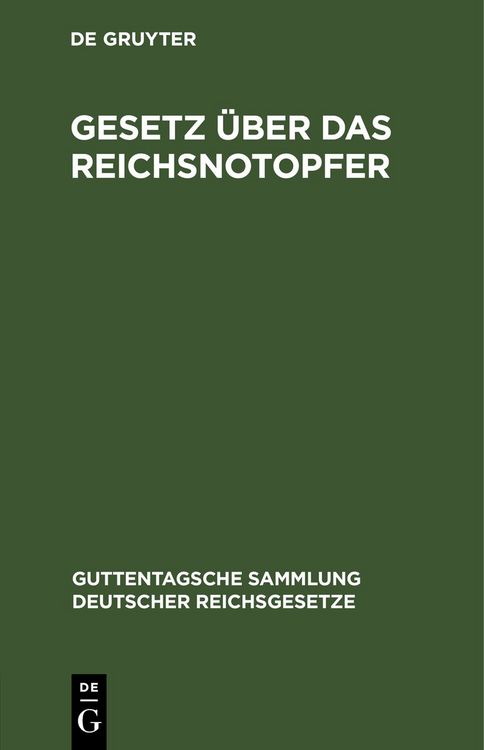 Produktbild: Gesetz &uuml;ber das Reichsnotopfer