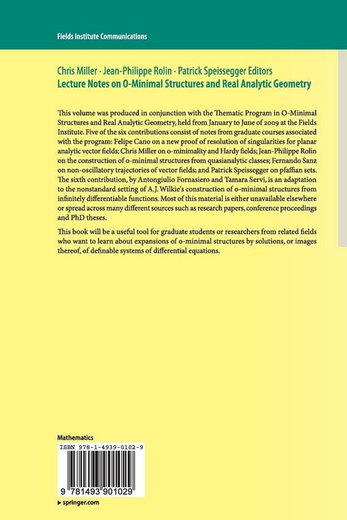 Produktbild: Lecture Notes on O-Minimal Structures and Real Analytic Geometry