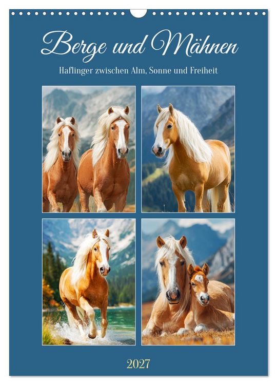 Produktbild: Berge und M&auml;hnen. Haflinger zwischen Alm, Sonne und Freiheit (Wandkalender 2027 DIN A3 hoch), CALVENDO Monatskalender