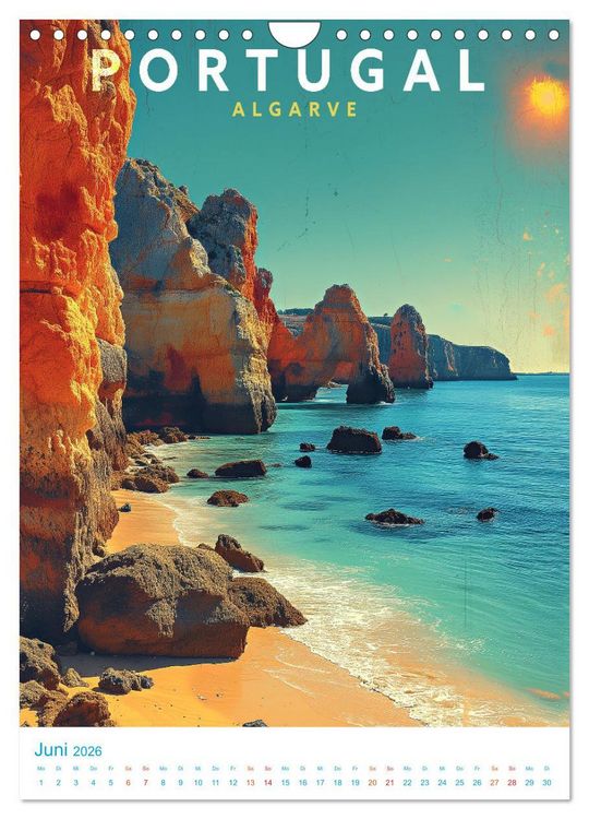 Produktbild: Portugal - Old School Poster Style (Wandkalender 2026 DIN A4 hoch), CALVENDO Monatskalender