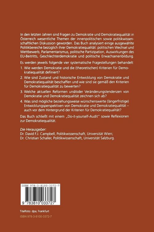 Produktbild: Demokratiequalit&auml;t in &Ouml;sterreich