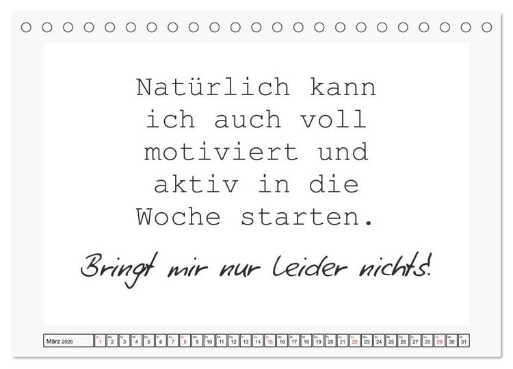 Produktbild: Typo-Kalender f&uuml;r das B&uuml;ro. Sarkasmus und fiese Spr&uuml;che (Tischkalender 2026 DIN A5 quer), CALVENDO Monatskalender