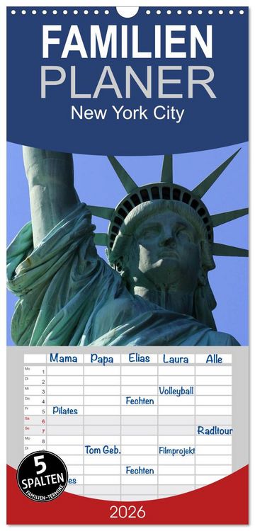 Produktbild: Familienplaner 2026 - New York City mit 5 Spalten (Wandkalender, 21 x 45 cm) CALVENDO
