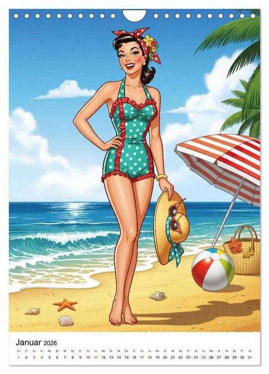 Produktbild: Charme & Kurven: Die Pin-ups der Golden 50s (Wandkalender 2026 DIN A4 hoch), CALVENDO Monatskalender