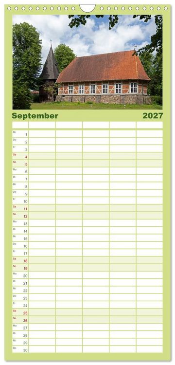 Produktbild: Familienplaner 2027 - Die L&uuml;neburger Heide - Ausflugsziel im Norden mit 5 Spalten (Wandkalender, 21 x 45 cm) CALVENDO