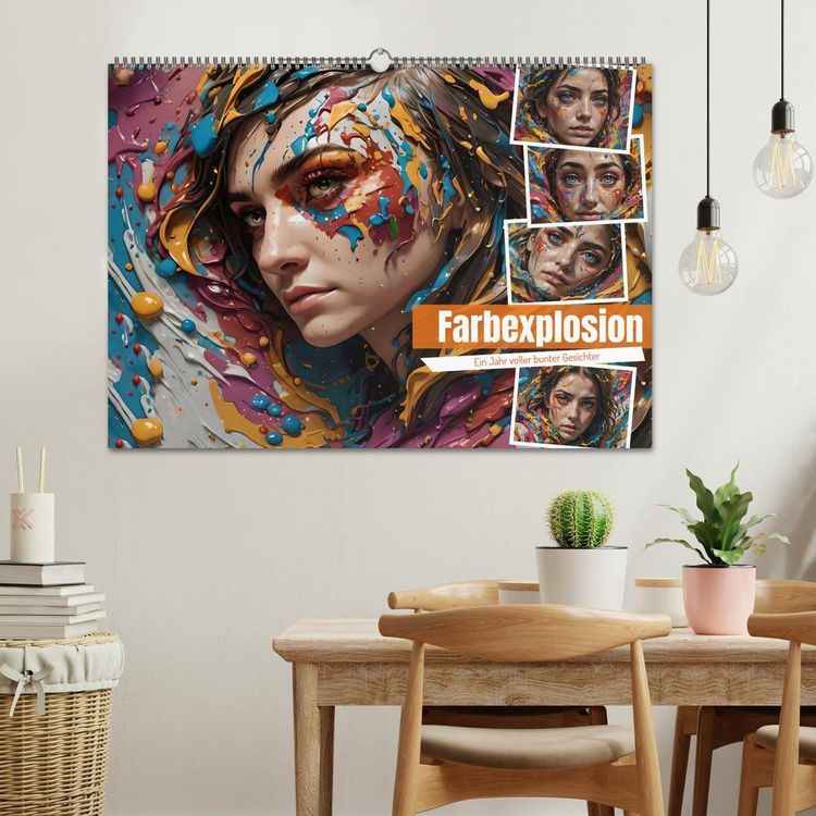 Produktbild: Farbexplosion - Ein Jahr voller bunter Gesichter (Wandkalender 2026 DIN A2 quer), CALVENDO Monatskalender