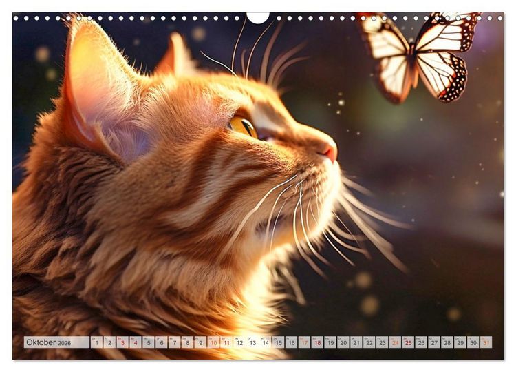 Produktbild: Die Katze und der Schmetterling (Wandkalender 2026 DIN A3 quer), CALVENDO Monatskalender