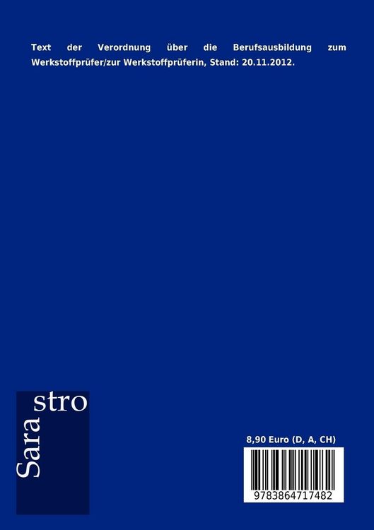 Produktbild: Verordnung &uuml;ber die Berufsausbildung zum Werkstoffpr&uuml;fer/zur Werkstoffpr&uuml;ferin
