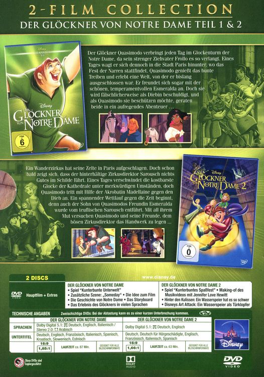 Produktbild: Der Gl&ouml;ckner von Notre Dame - Doppelpack (Disney Classics + 2. Teil) [2 DVDs]