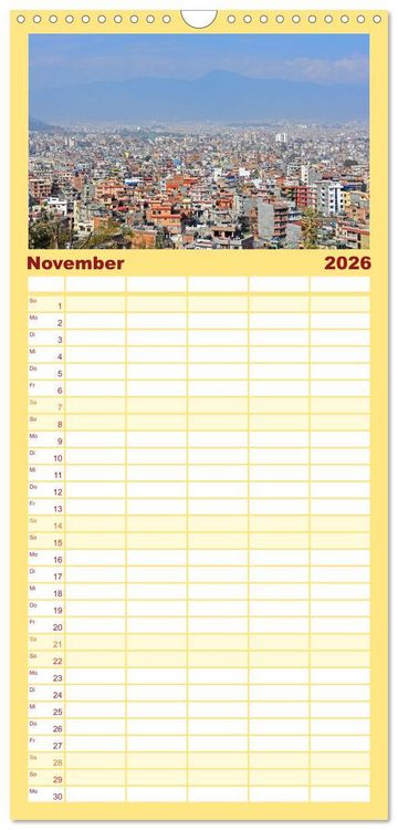 Produktbild: Familienplaner 2026 - Im Kathmandutal mit 5 Spalten (Wandkalender, 21 x 45 cm) CALVENDO