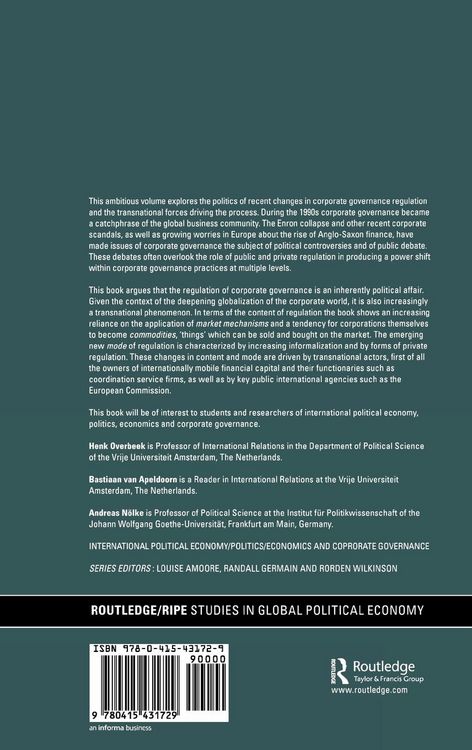 Produktbild: The Transnational Politics of Corporate Governance Regulation
