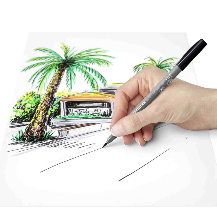 Produktbild: STAEDTLER Schreib- und Zeichbedarf pigment soft brush Fasermaler Grey Colours, 6er Set