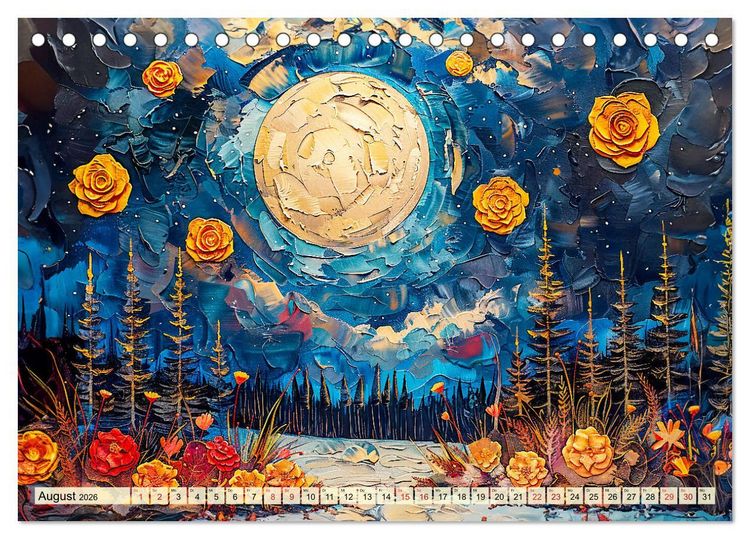 Produktbild: Blumenn&auml;chte im Mondlicht - Poesie des Himmels und der Erde (Tischkalender 2026 DIN A5 quer), CALVENDO Monatskalender