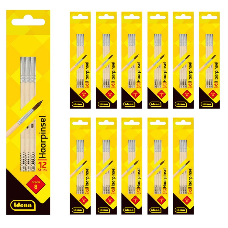 Produktbild: Idena Bundle Haarpinsel Gr&ouml;&szlig;e 8, 12er Pack