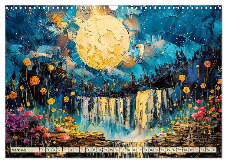 Produktbild: Blumenn&auml;chte im Mondlicht - Poesie des Himmels und der Erde (Wandkalender 2026 DIN A3 quer), CALVENDO Monatskalender