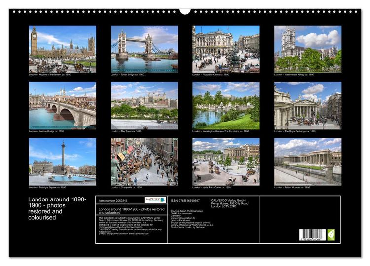 Produktbild: London around 1890-1900 - photos restored and colourised (Wall Calendar 2026 DIN A2 landscape), CALVENDO 12 Month Wall Calendar