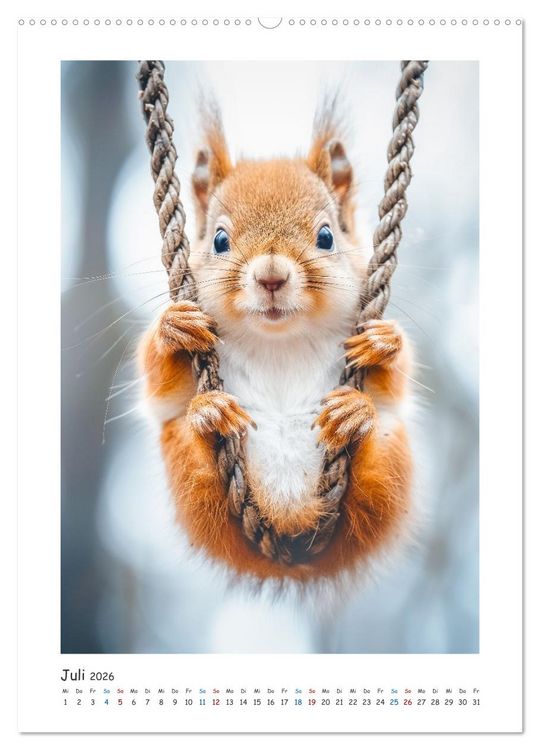 Produktbild: Lustige kleine Eichh&ouml;rnchen (Wandkalender 2026 DIN A2 hoch), CALVENDO Monatskalender