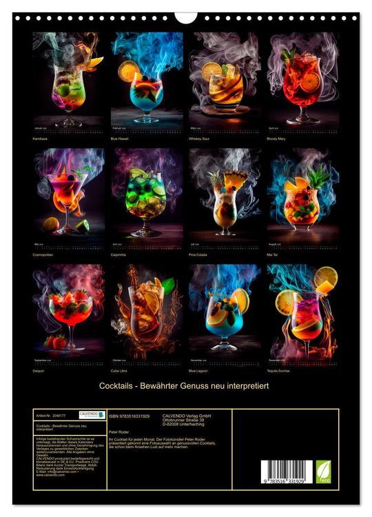 Produktbild: Cocktails - Bew&auml;hrter Genuss neu interpretiert (Wandkalender 2026 DIN A3 hoch), CALVENDO Monatskalender