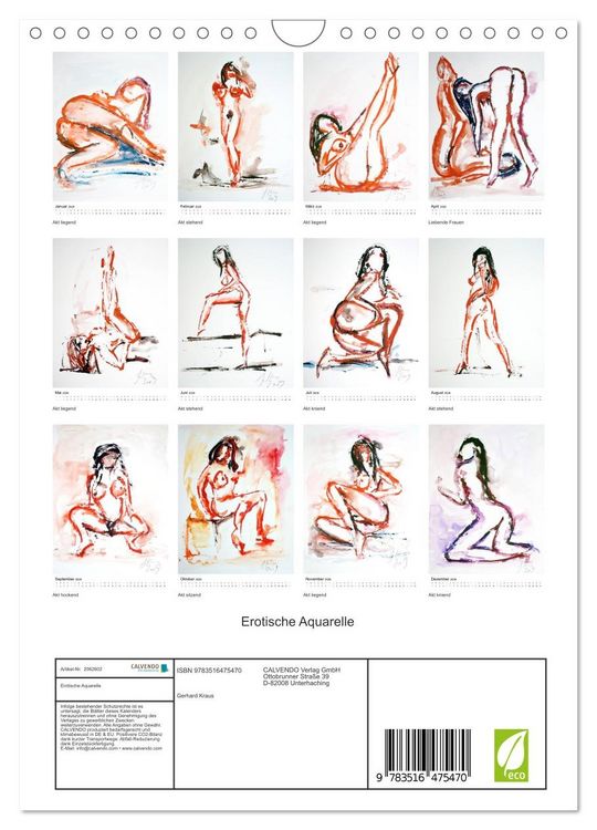 Produktbild: Erotische Aquarelle (Wandkalender 2026 DIN A4 hoch), CALVENDO Monatskalender