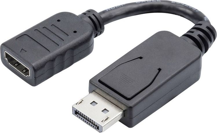Produktbild: Digitus AK-340400-001-S DisplayPort / HDMI Adapter [1x DisplayPort Stecker - 1x HDMI-Buchse] Schwarz 15.00 cm