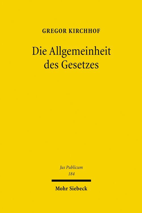 Produktbild: Die Allgemeinheit des Gesetzes