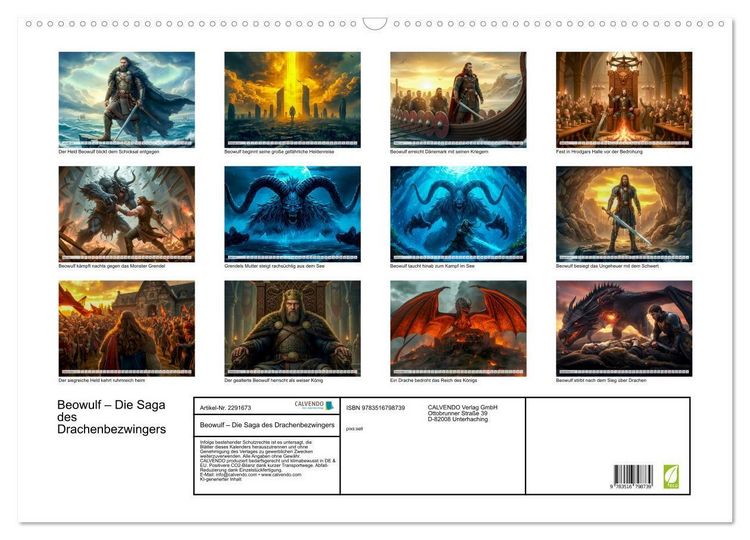 Produktbild: Beowulf &ndash; Die Saga des Drachenbezwingers (Wandkalender 2027 DIN A2 quer), CALVENDO Monatskalender