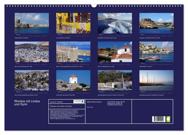 Produktbild: Rhodos mit Lindos und Symi (Wandkalender 2026 DIN A2 quer), CALVENDO Monatskalender