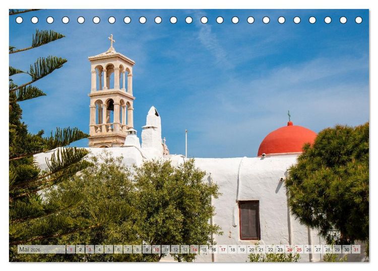 Produktbild: Mykonos - Natur, Meer und wei&szlig;e W&auml;nde (Tischkalender 2026 DIN A5 quer), CALVENDO Monatskalender