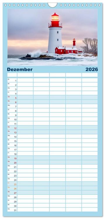 Produktbild: Familienplaner 2026 - Nach Hause finden, die Leuchtt&uuml;rme mit 5 Spalten (Wandkalender, 21 x 45 cm) CALVENDO