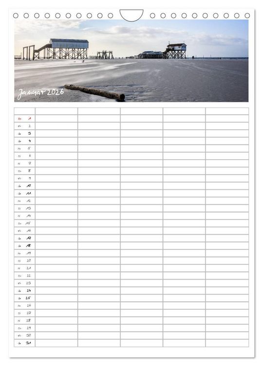 Produktbild: Nordfriesland - Familienplaner (Wandkalender 2026 DIN A4 hoch), CALVENDO Monatskalender